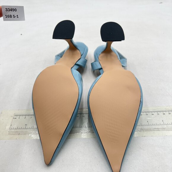 Milooey shoes Blue Pointed Toe Slingback Sandal Block High Heeled Slip On Pumps - Picture 6 of 7